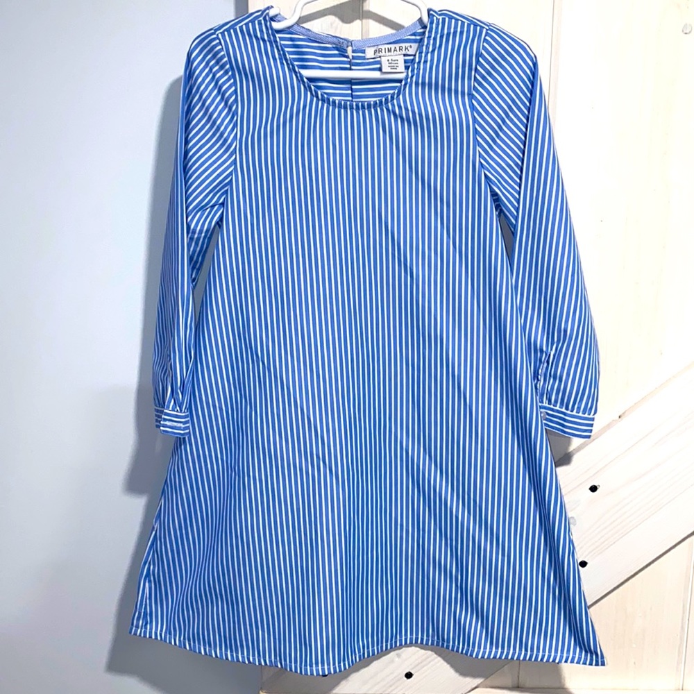 Girls Primark Blue and White Striped Dress